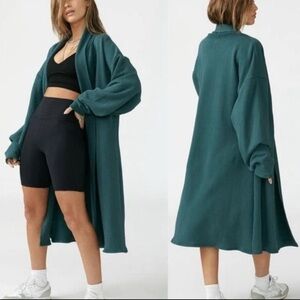 Joah Brown Womens Sweater Sz OS Green Jade Oversized Etoile Cotton Open Cardigan